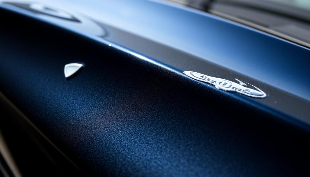 A close-up view of a clay bar treatment on a freshly washed car's surface, showcasing its ability to remove bonded contaminants and restore a silky smooth finish. The car's paint appears glossy and reflective, highlighting the clay bar's effectiveness in preparing the surface for a mirror-like shine. Bright, directional lighting casts subtle shadows, accentuating the texture and clarity of the paint. The composition emphasizes the transformative power of the clay bar, inviting the viewer to imagine the dramatic improvement in their own vehicle's appearance after such a treatment. A close-up view of a clay bar treatment on a freshly washed car's surface, showcasing its ability to remove bonded contaminants and restore a silky smooth finish. The car's paint appears glossy and reflective, highlighting the clay bar's effectiveness in preparing the surface for a mirror-like shine. Bright, directional lighting casts subtle shadows, accentuating the texture and clarity of the paint. The composition emphasizes the transformative power of the clay bar, inviting the viewer to imagine the dramatic improvement in their own vehicle's appearance after such a treatment.